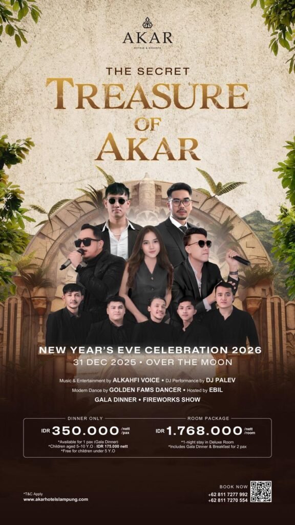 Akar Hotel Lampung Hadirkan Perayaan Tahun Baru Bertema “The Secret Treasure of Akar